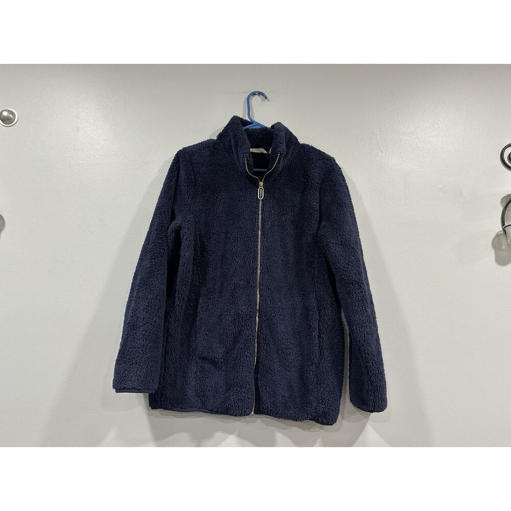 Soft Surroundings Navy Fleece Full Zip Jacket Medium M